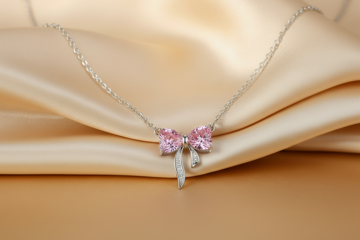 Collier nœud papillon en zircon | Chaîne de clavicule en argent sterling S925