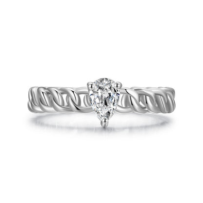 Twisted Band Ring | Pear Diamond | S925 Sterling Silver