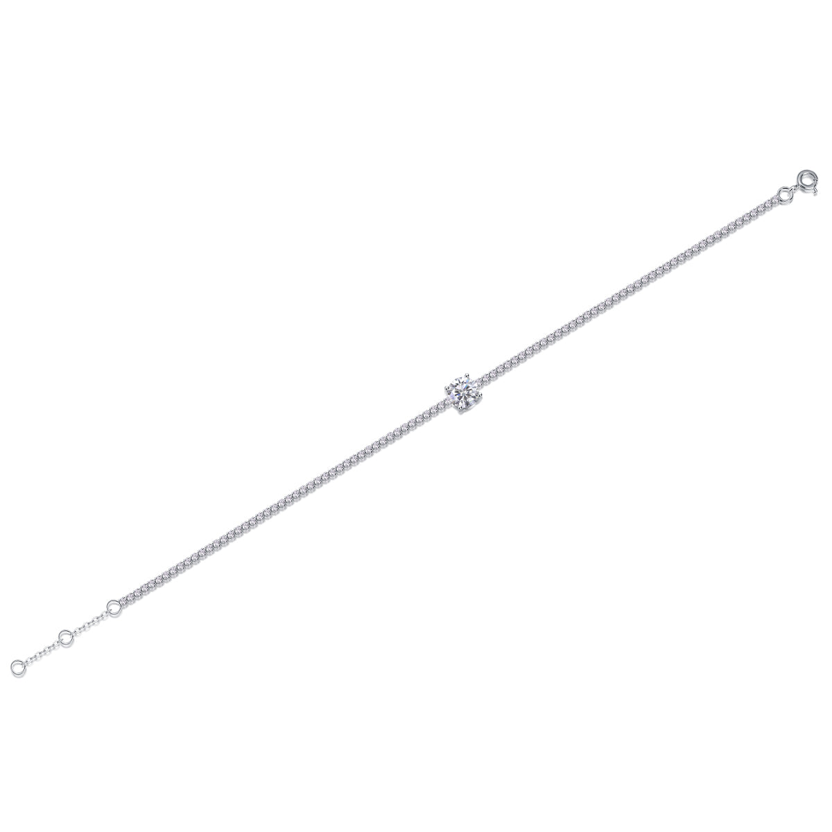 Bracelet Moissanite Rosée de l'Aube | Argent 925 Plaqué Platine