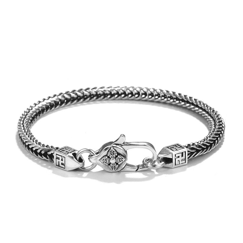 Bracelet Punk Diamant | Argent Sterling S925 Style Hip-Hop Homme