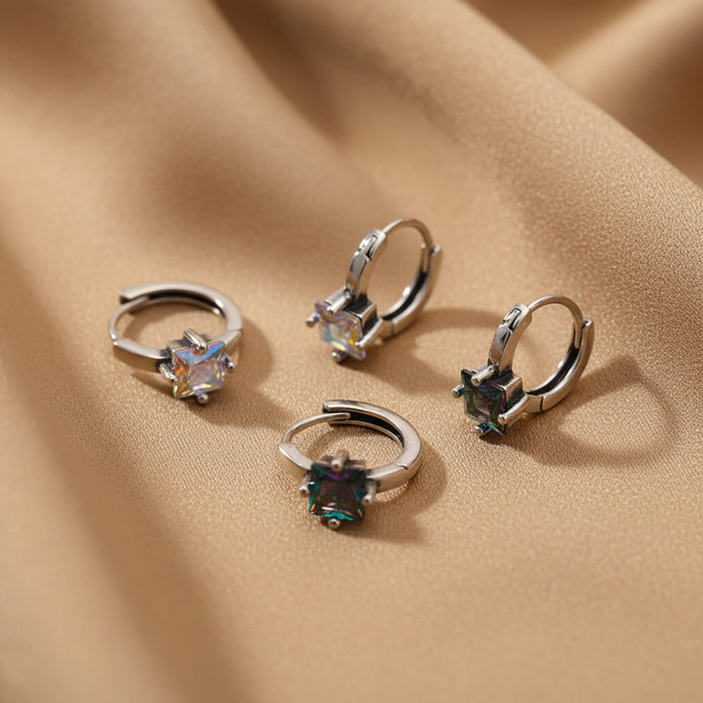 Colour Zircon Stud Earrings | S925 Sterling Silver