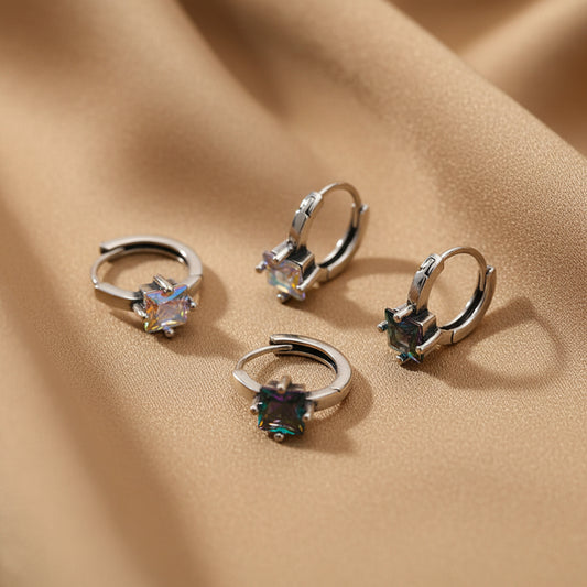 Colour Zircon Stud Earrings | S925 Sterling Silver