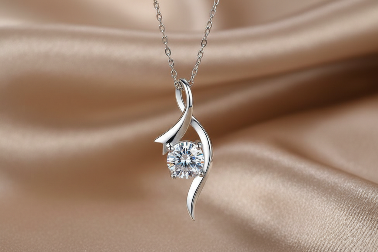 Four-Claw Diamond Necklace | 1 Carat Moissanite | S925 Sterling Silver