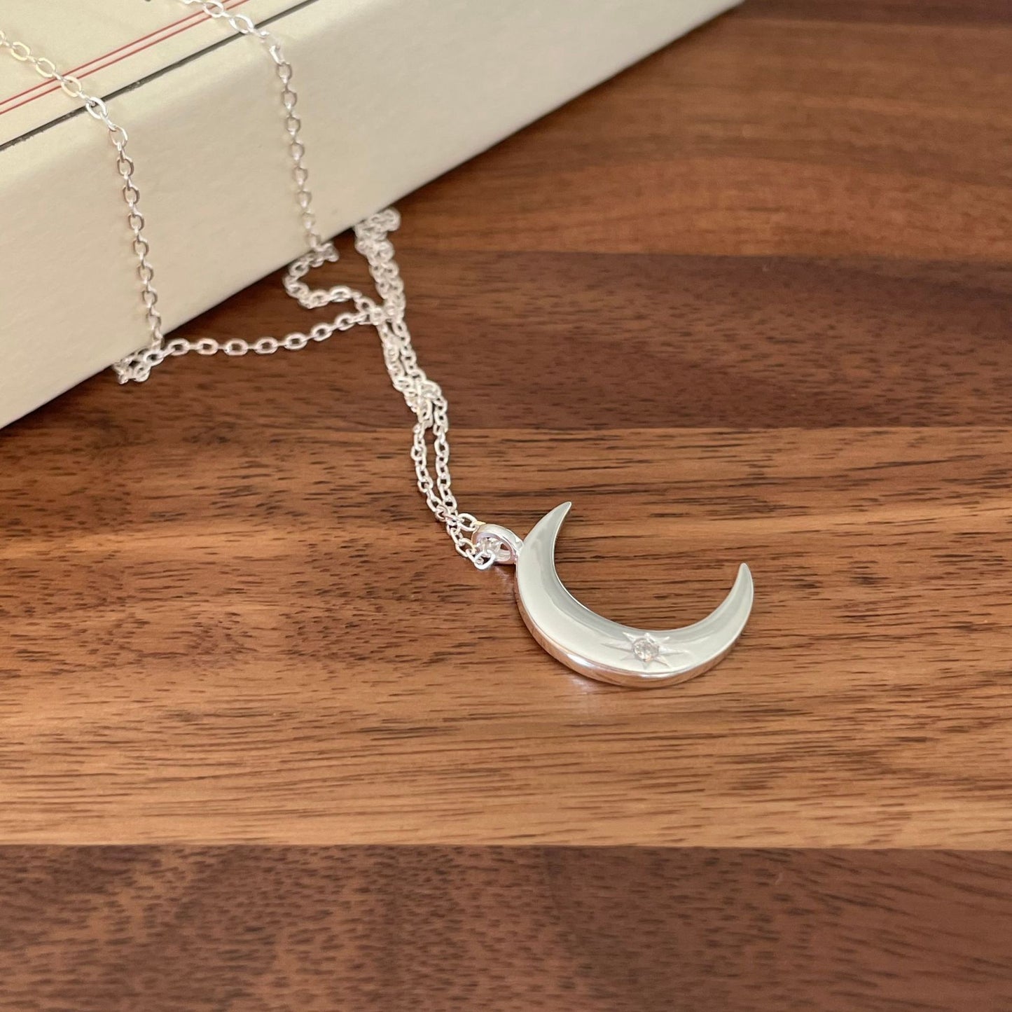 Collier Lune Diamant | Argent sterling S925