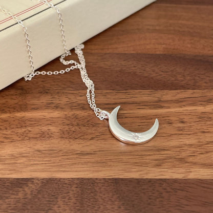 Collier Lune Diamant | Argent sterling S925
