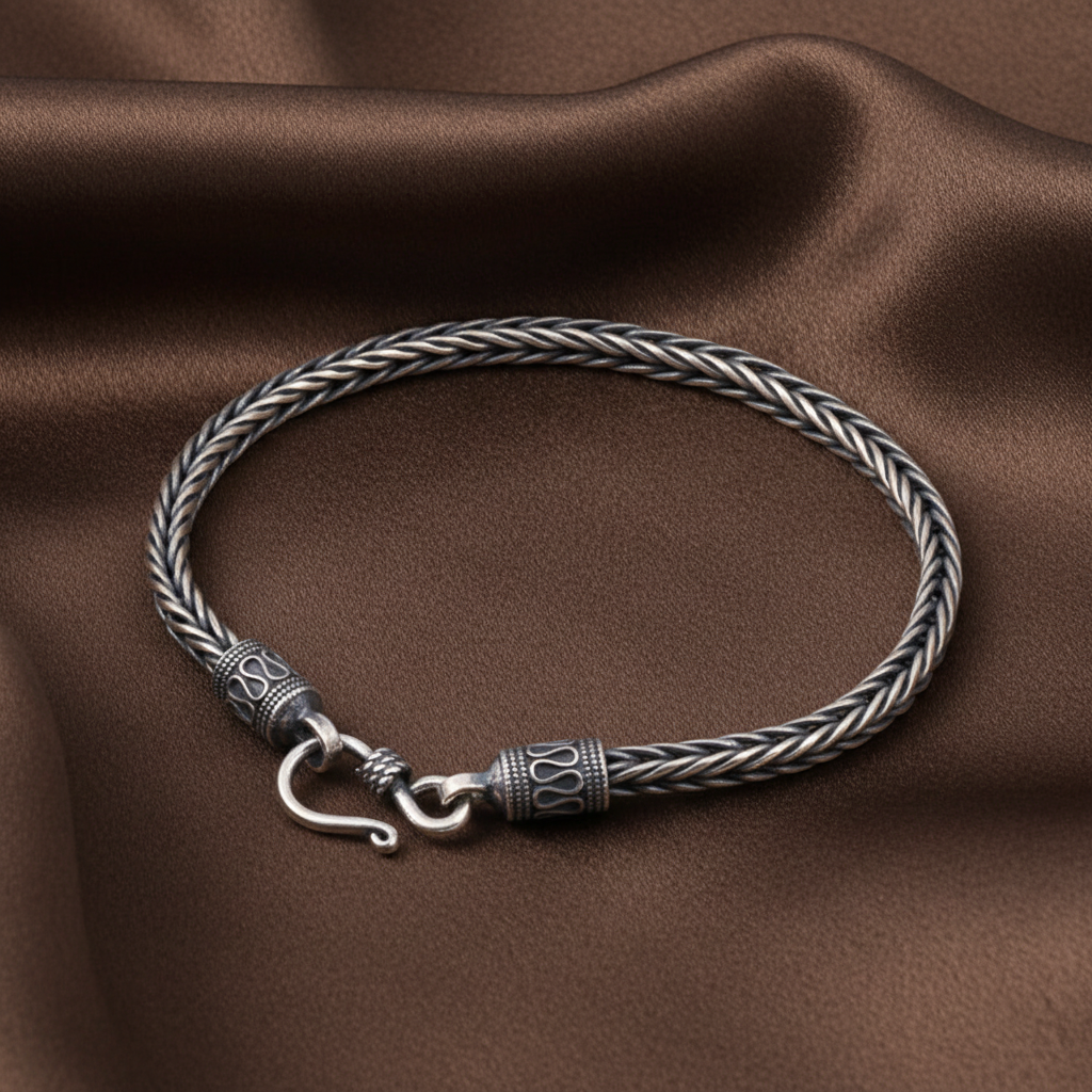 Vintage Twisted Woven Square Bracelet | S925 Sterling Silver