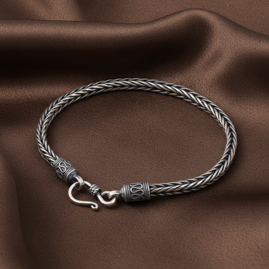 Vintage Twisted Woven Square Bracelet | S925 Sterling Silver