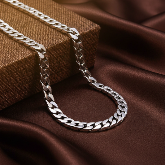Cuban Chain on Box - Dark Brown Silk