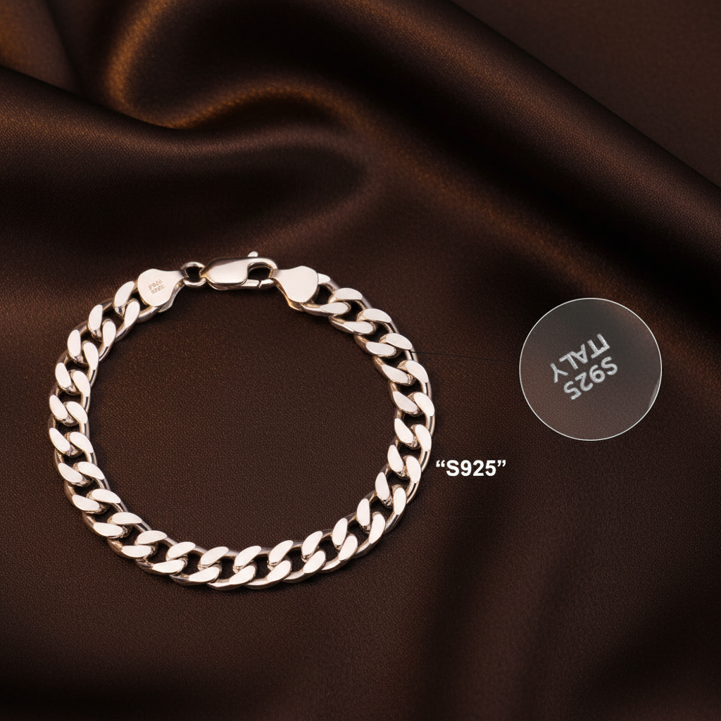 Cuban Chain S925 Stamp - Dark Brown Silk