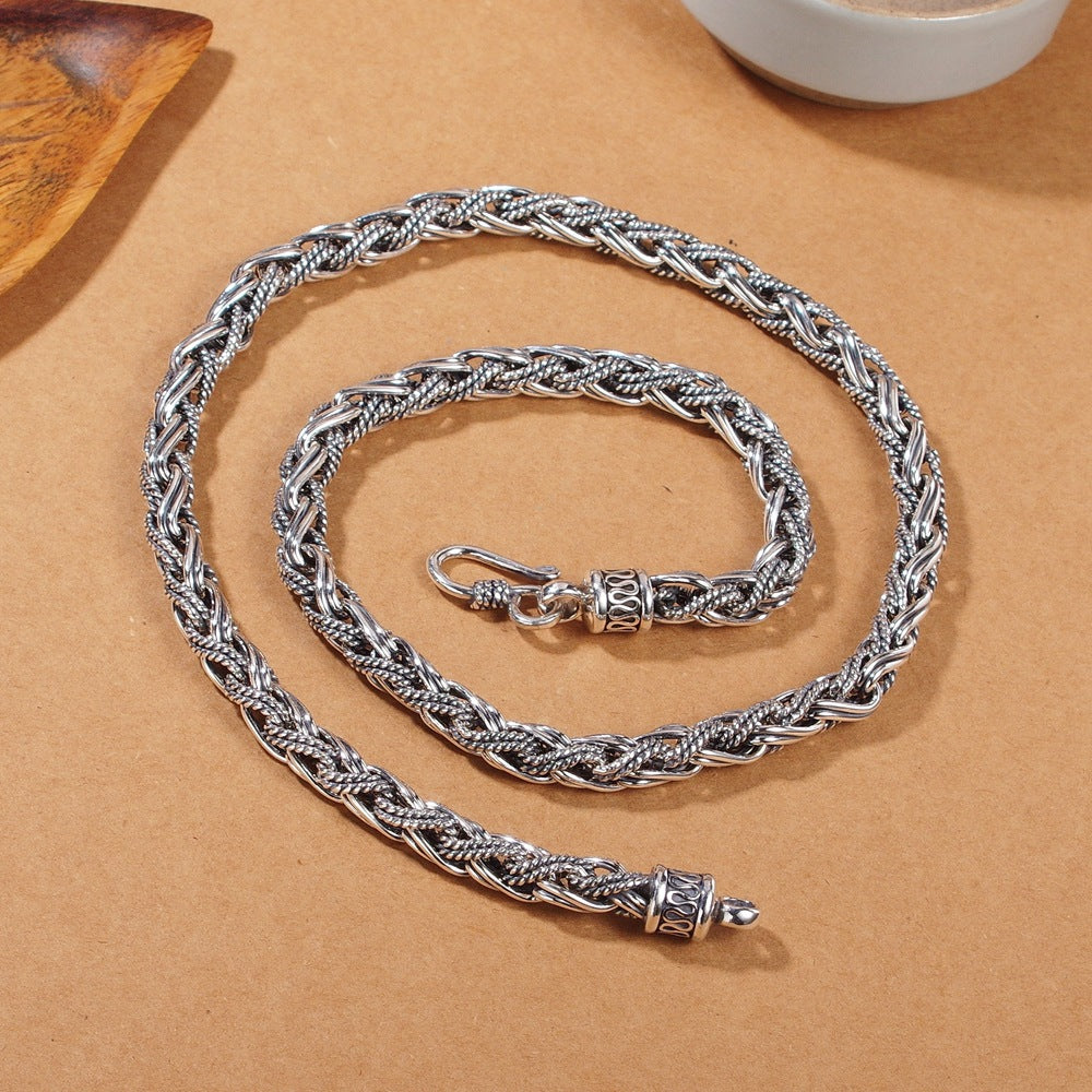 Handmade Hemp Rope Necklace | S925 Sterling Silver Men's