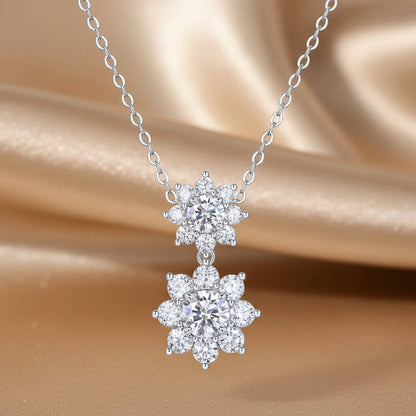 Sunshine Flower Moissanite Pendant Necklace | S925 Silver Platinum-plated