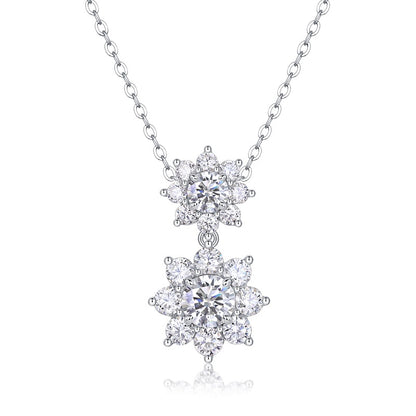 Sunshine Flower Moissanite Pendant Necklace | S925 Silver Platinum-plated