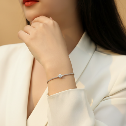 Bracelet Moissanite Rosée de l'Aube | Argent 925 Plaqué Platine