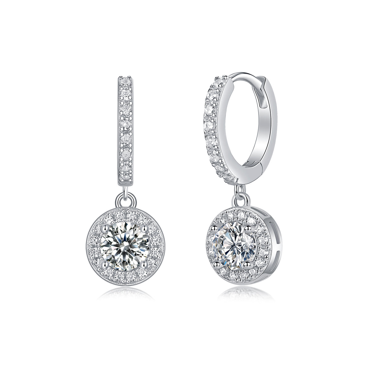 Pour les jeunes Boucles d'oreilles clous en moissanite | 0.5 carat | Argent S925 plaqué platine