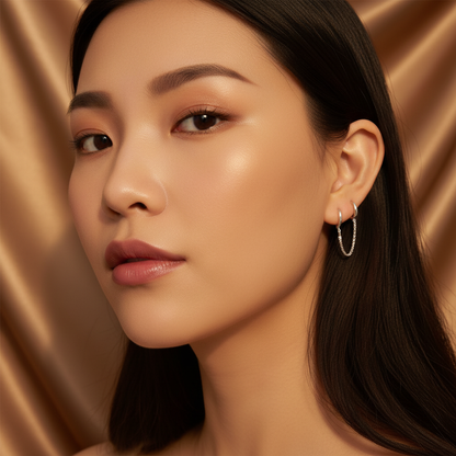 Double Hoop Chain Earring - HER Aesthetic