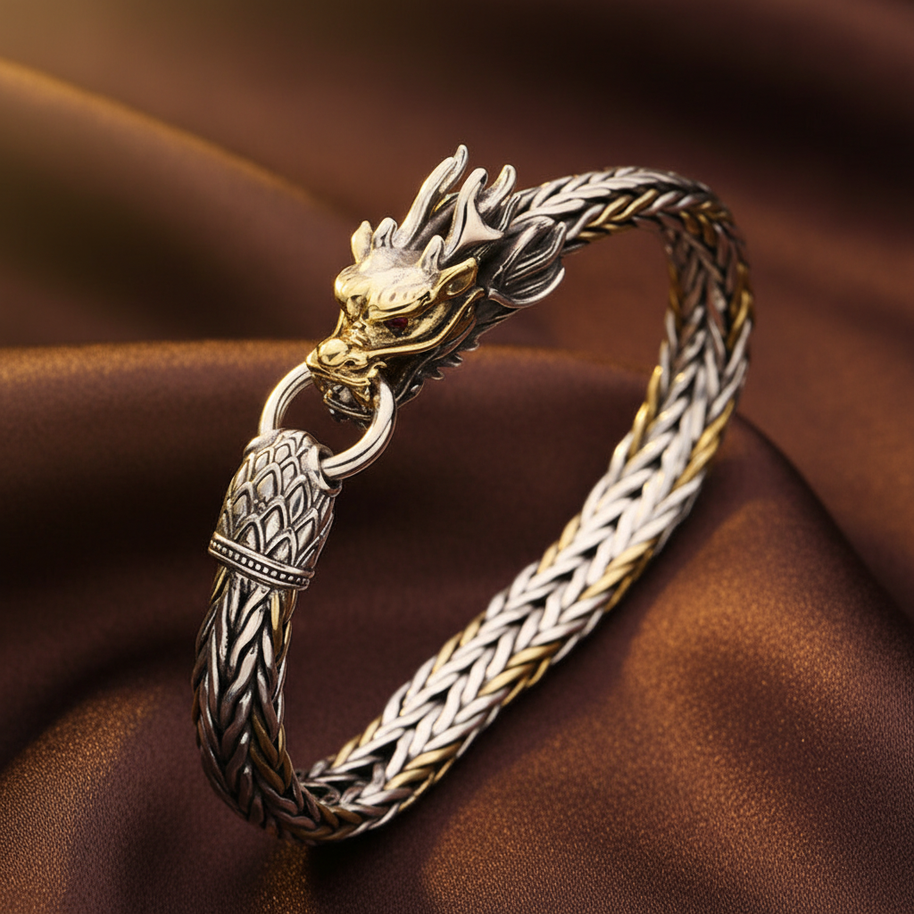 Dragon Head Bracelet - Dark Brown Silk
