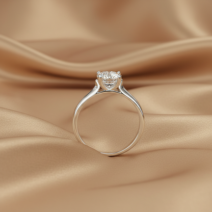 Four-Claw Diamond Solitaire Ring | S925 Sterling Silver