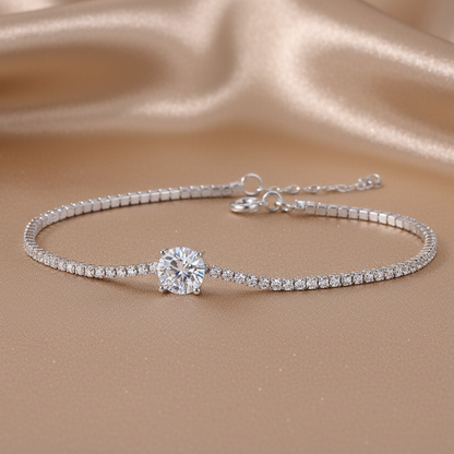 Bracelet Moissanite Rosée de l'Aube | Argent 925 Plaqué Platine