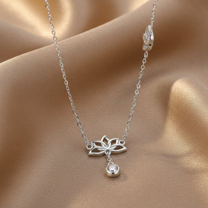 Lotus Clavicle Chain Necklace | S925 Sterling Silver