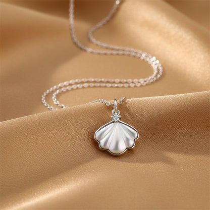 Mother-of-Pearl Shell Projection Necklace | S925 Sterling Silver