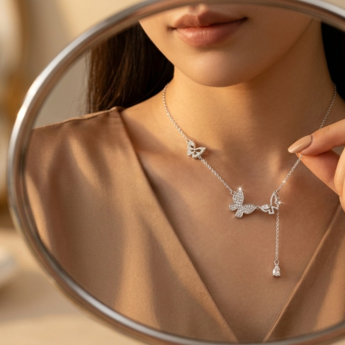 Elegant Multi Butterfly Necklace | S925 Sterling Silver