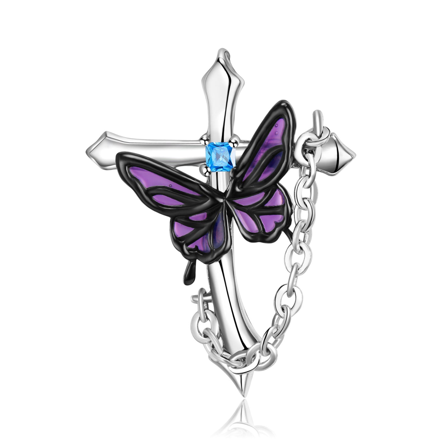Cross Butterfly Pendant Necklace | S925 Sterling Silver