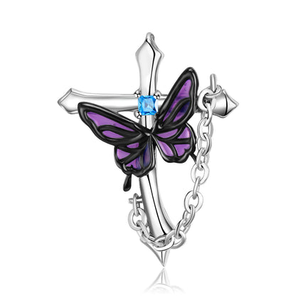 Cross Butterfly Pendant Necklace | S925 Sterling Silver