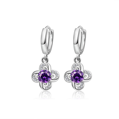 Elegant Amethyst Drop Earrings | S925 Sterling Silver