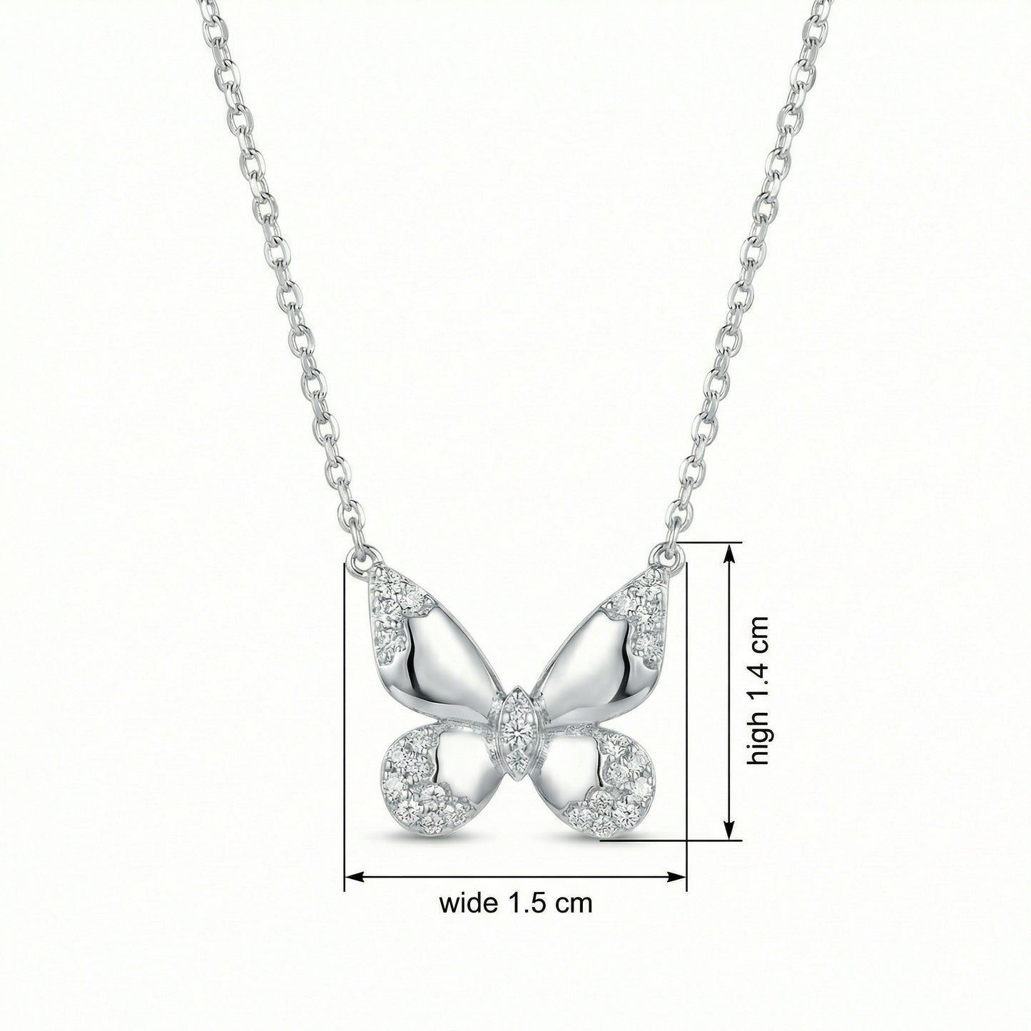 Symbolic Butterfly Diamond Pendant Necklace | S925 Sterling Silver