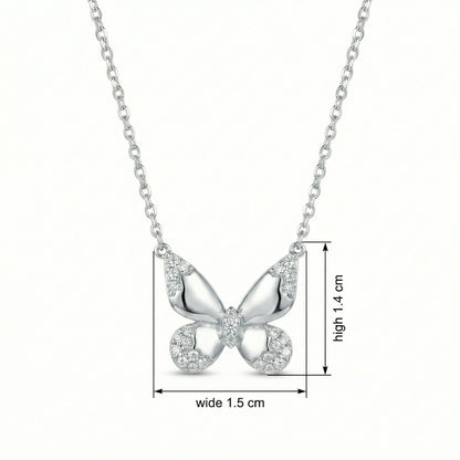 Symbolic Butterfly Diamond Pendant Necklace | S925 Sterling Silver