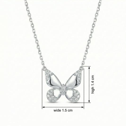 Symbolic Butterfly Diamond Pendant Necklace | S925 Sterling Silver
