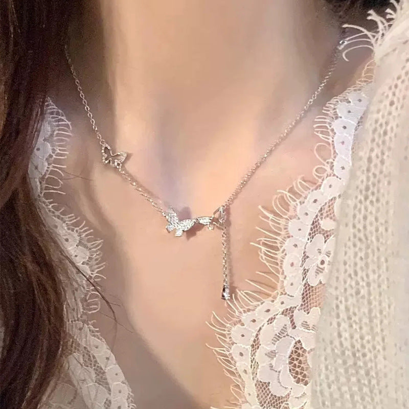 Elegant Multi Butterfly Necklace | S925 Sterling Silver