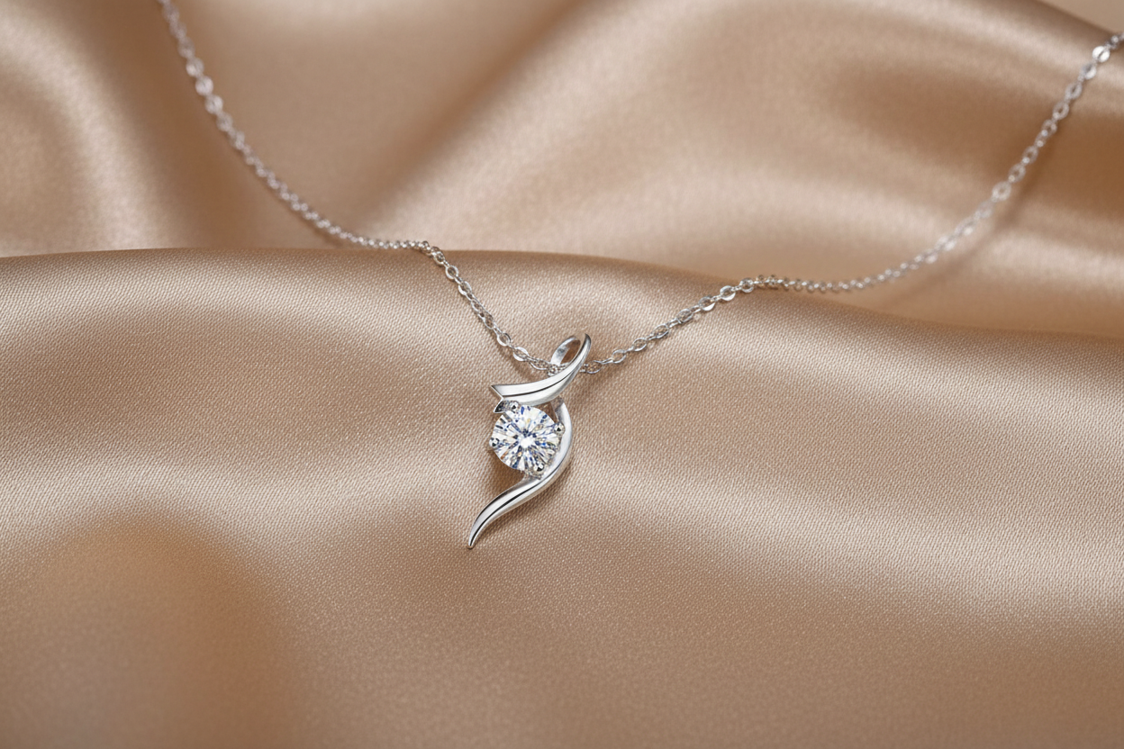 Four-Claw Diamond Necklace | 1 Carat Moissanite | S925 Sterling Silver