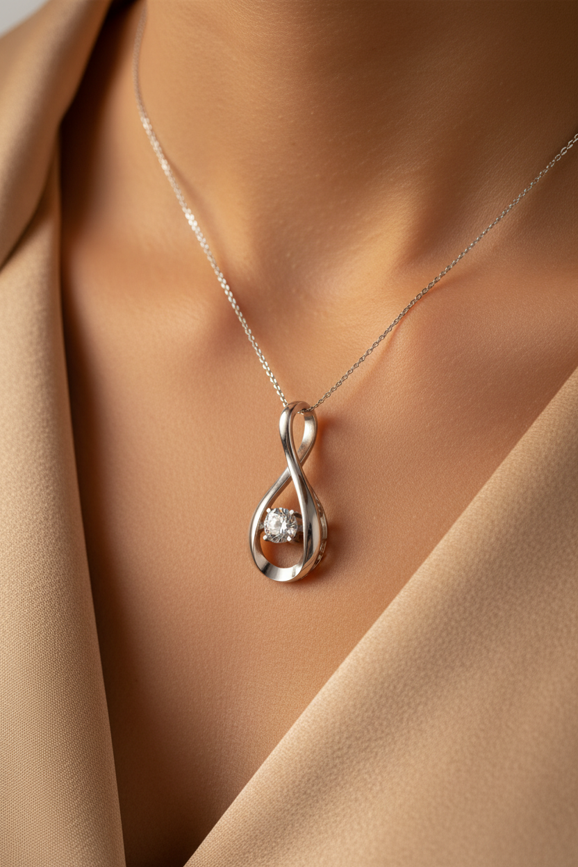 Collier avec pendentif en moissanite | Argent S925 plaqué platine