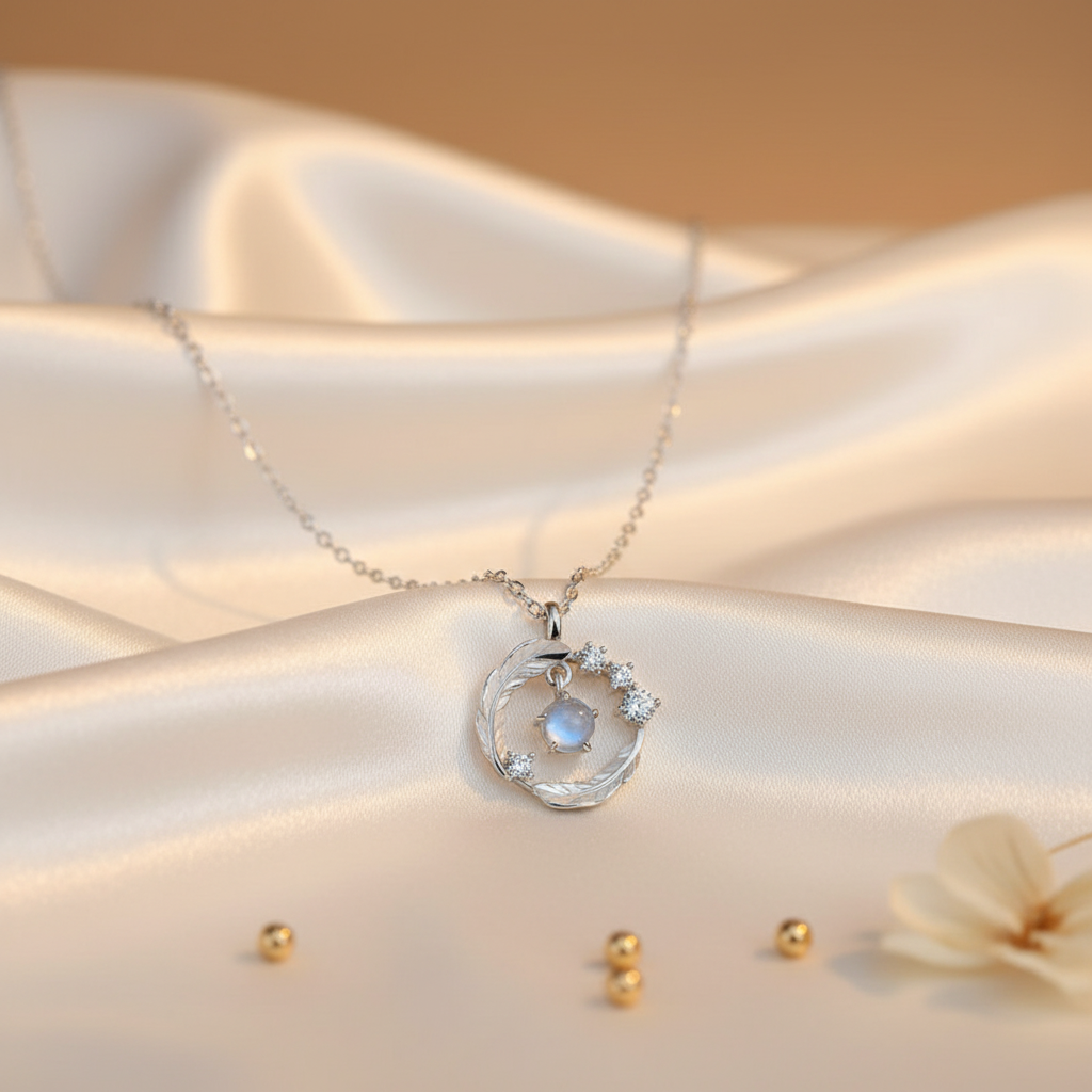 Feather moonstone necklace