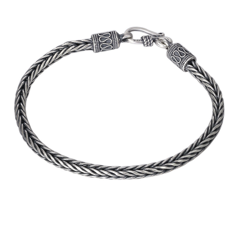 Vintage Twisted Woven Square Bracelet | S925 Sterling Silver