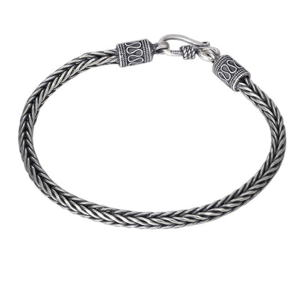 Vintage Twisted Woven Square Bracelet | S925 Sterling Silver