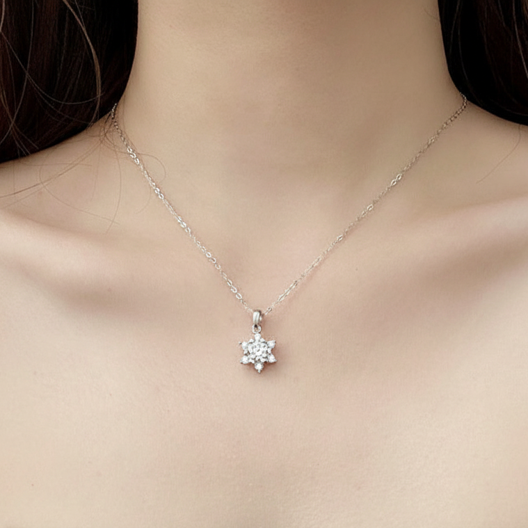 Collier pendentif flocon de neige | Moissanite et Argent S925