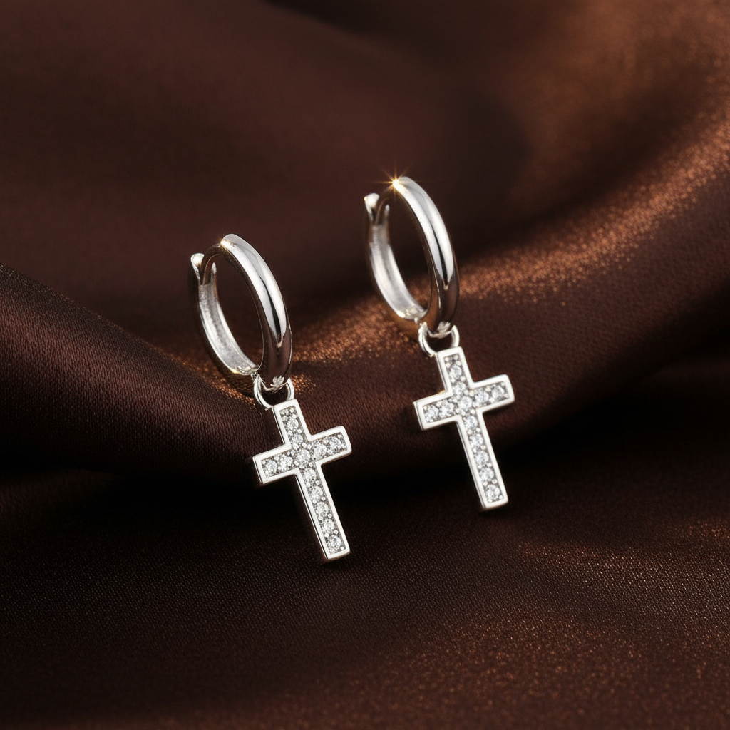 Iced Cross Hoop Earrings - Regenerated