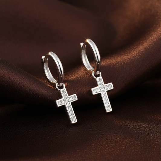 Iced Cross Hoop Earrings - Regenerated