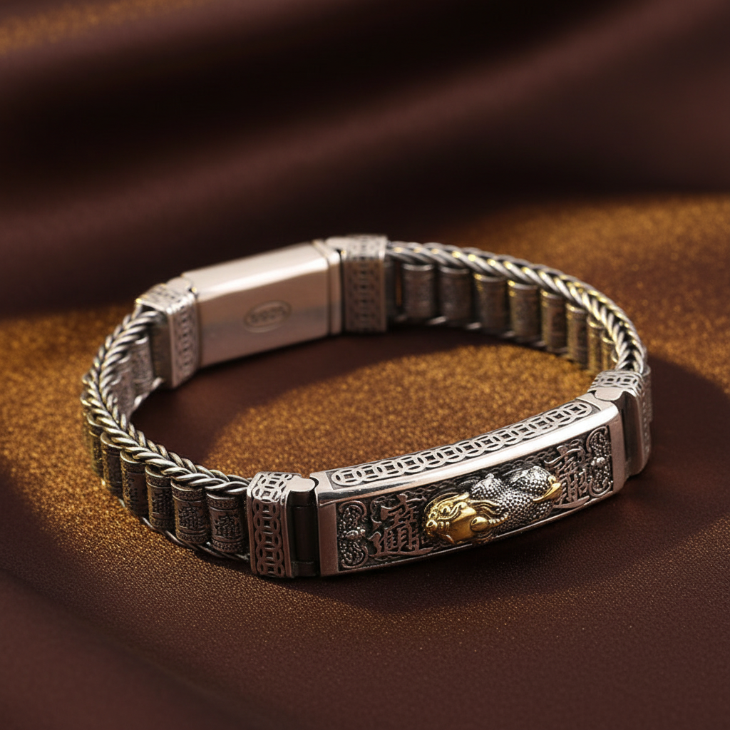 Pixiu Bracelet Angled - Dark Brown Silk