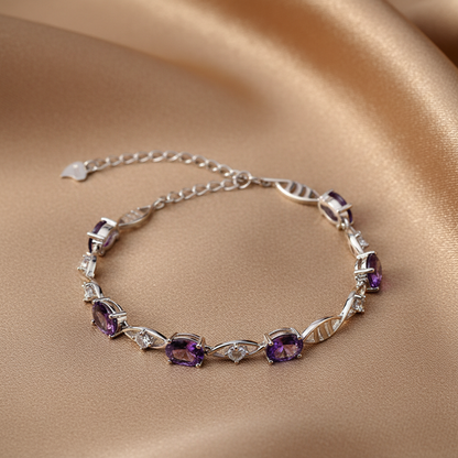 Purple Star Bracelet on Silk