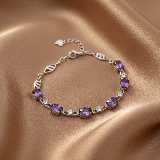 Purple Star Bracelet on Silk