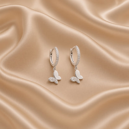 Butterfly Hoop Earrings | S925 Sterling Silver