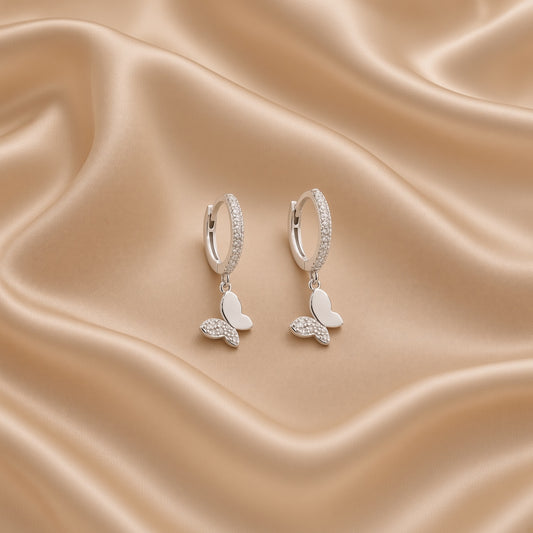 Butterfly Hoop Earrings | S925 Sterling Silver