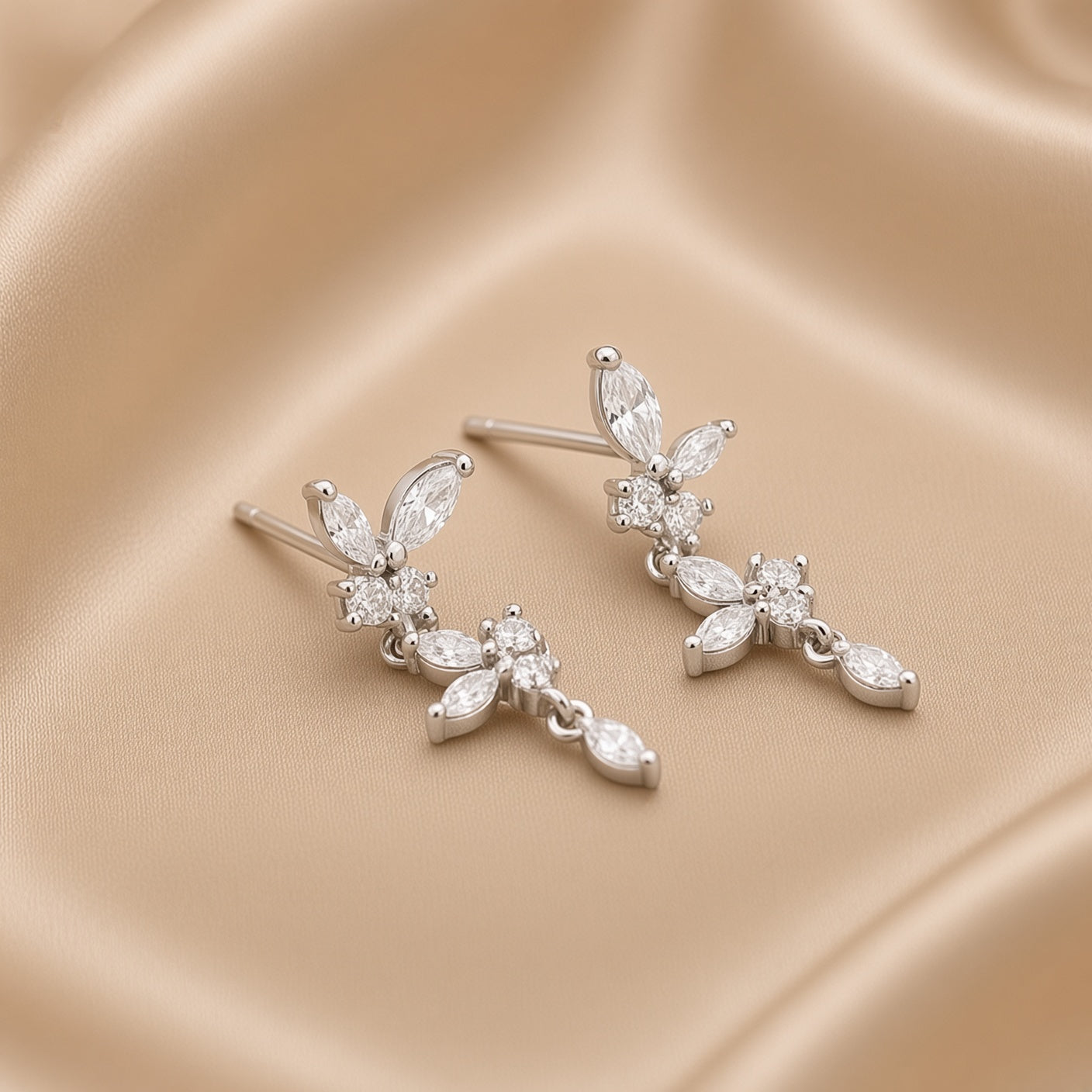 Diamond Butterfly Tassel Earrings | S925 Sterling Silver