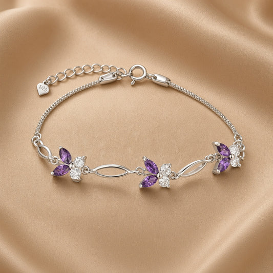 Butterfly Amethyst Bracelet | S925 Sterling Silver