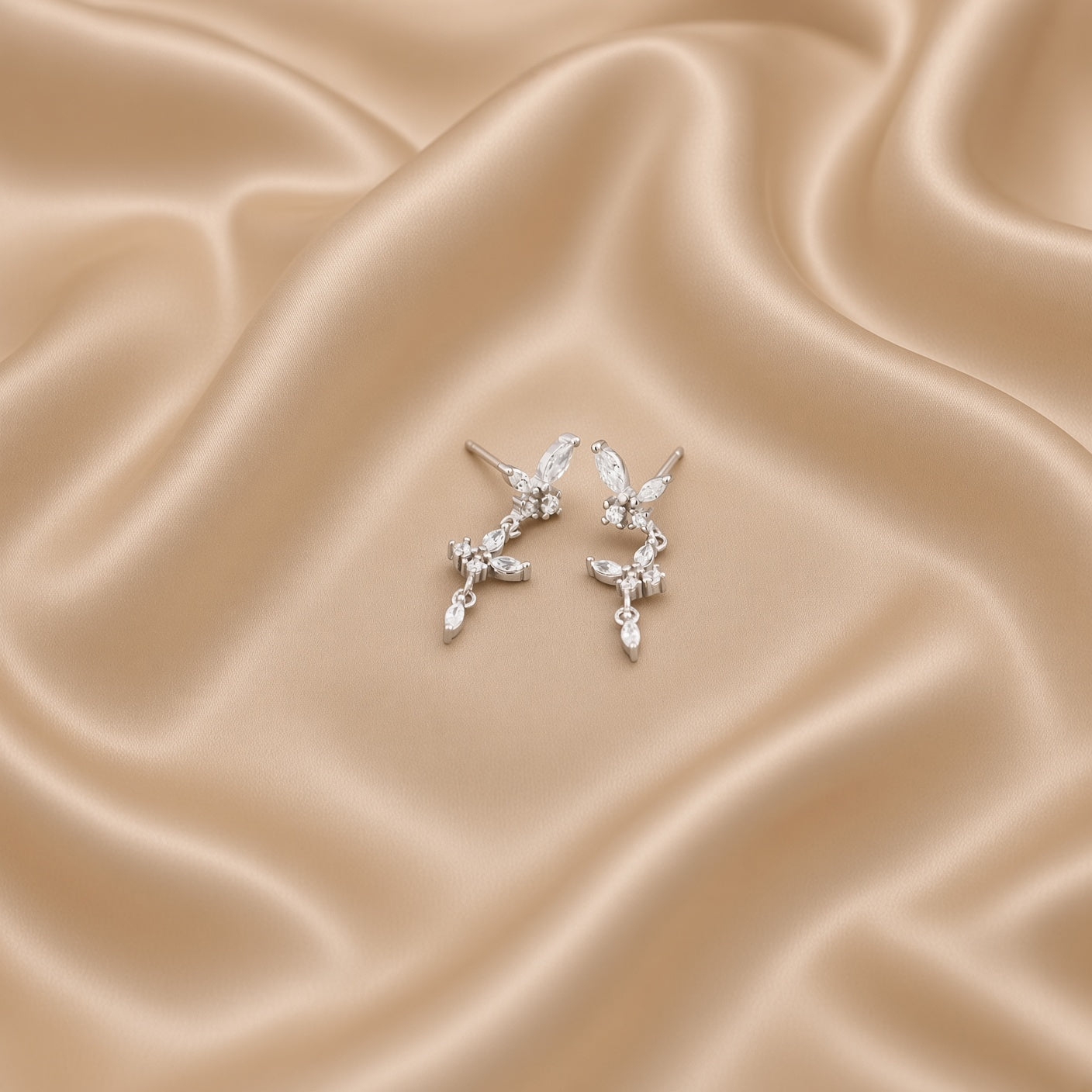 Diamond Butterfly Tassel Earrings | S925 Sterling Silver