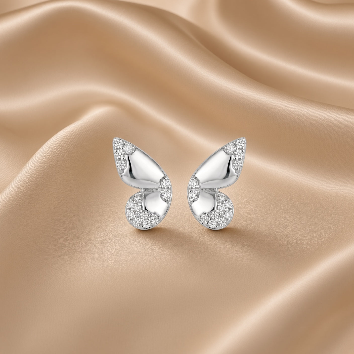 Butterfly Wing Stud Earrings | S925 Sterling Silver