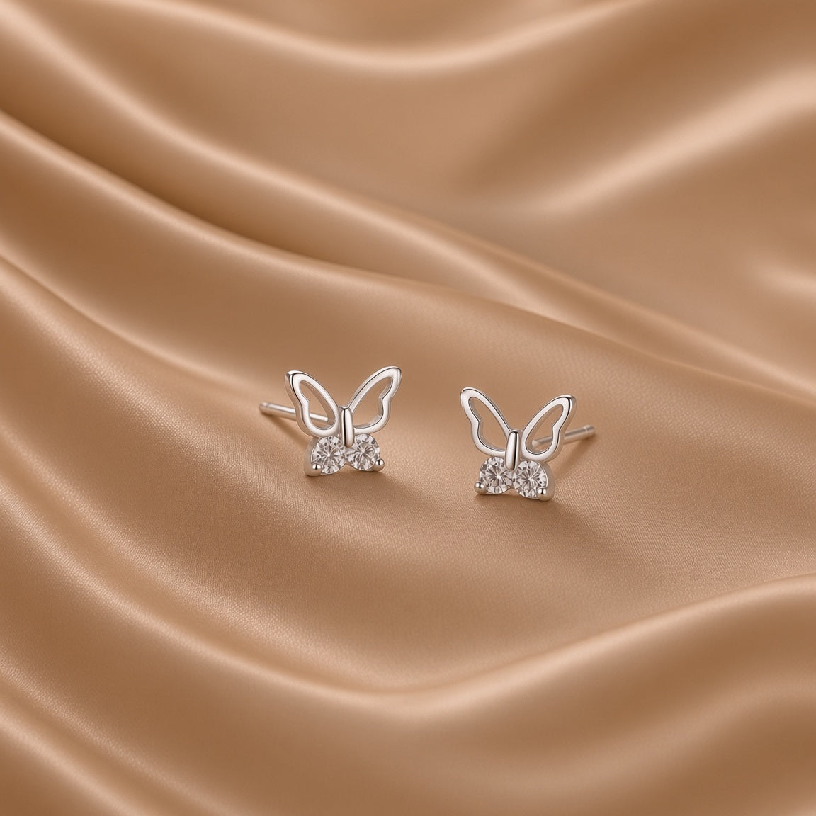 Hollow Butterfly Stud Earrings | S925 Sterling Silver Women's